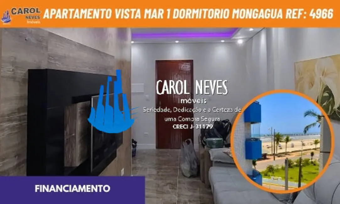 Foto 1 de Apartamento com 1 quarto à venda, 66m2 em Mongagua - SP
