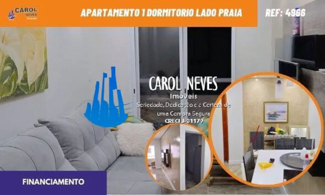 Foto 1 de Apartamento com 1 quarto à venda, 66m2 em Agenor de Campos, Mongagua - SP