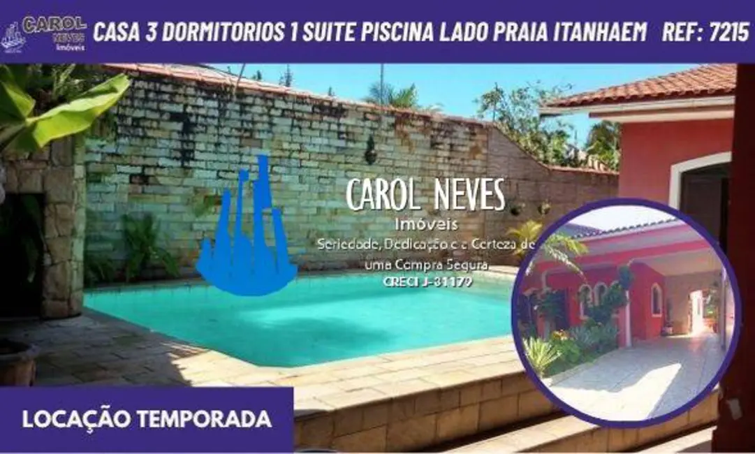 Foto 1 de Casa com 3 quartos à venda e para alugar, 167m2 em Itanhaem - SP