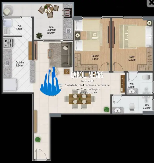 Apartamento com 2 quartos à venda em Guilhermina, Praia Grande - SP - imagem 6 Foto 6 de Apartamento com 2 quartos à venda em Guilhermina, Praia Grande - SP