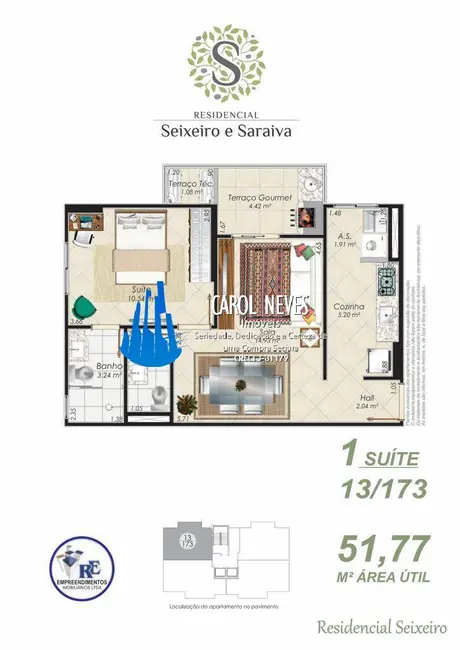 Apartamento com 1 quarto à venda, 52m2 em Aviação, Praia Grande - SP - imagem 7 Foto 7 de Apartamento com 1 quarto à venda, 52m2 em Aviação, Praia Grande - SP