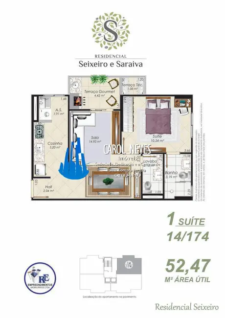 Apartamento com 1 quarto à venda, 52m2 em Aviação, Praia Grande - SP - imagem 8 Foto 8 de Apartamento com 1 quarto à venda, 52m2 em Aviação, Praia Grande - SP