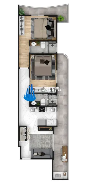 Foto 6 de Apartamento com 2 quartos à venda, 62m2 em Tupi, Praia Grande - SP