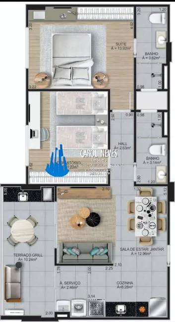 Foto 3 de Apartamento com 2 quartos à venda, 75m2 em Guilhermina, Praia Grande - SP