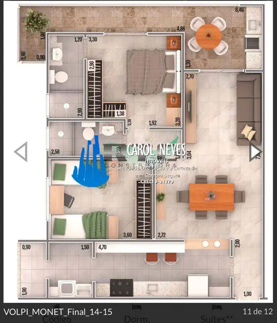 Foto 6 de Apartamento com 2 quartos à venda, 83m2 em Caiçara, Praia Grande - SP