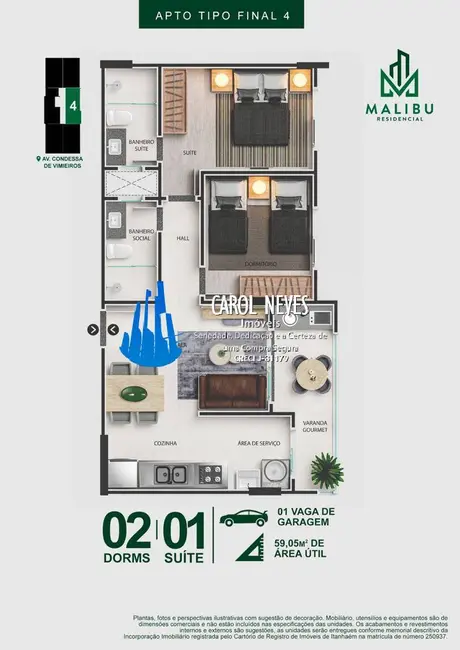 Foto 8 de Apartamento com 2 quartos à venda, 70m2 em Centro, Itanhaem - SP