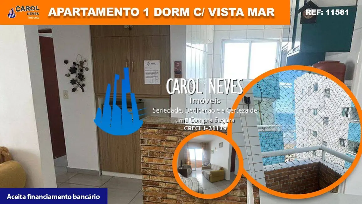 Foto 1 de Apartamento com 1 quarto à venda, 52m2 em Mongagua - SP