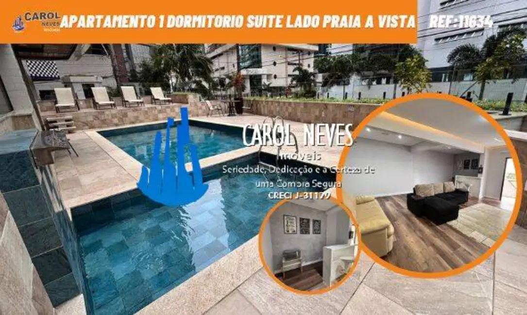 Foto 1 de Apartamento com 1 quarto à venda, 72m2 em Canto do Forte, Praia Grande - SP