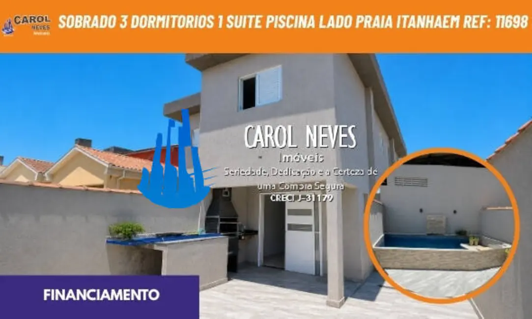 Foto 1 de Sobrado com 3 quartos à venda, 100m2 em Itanhaem - SP