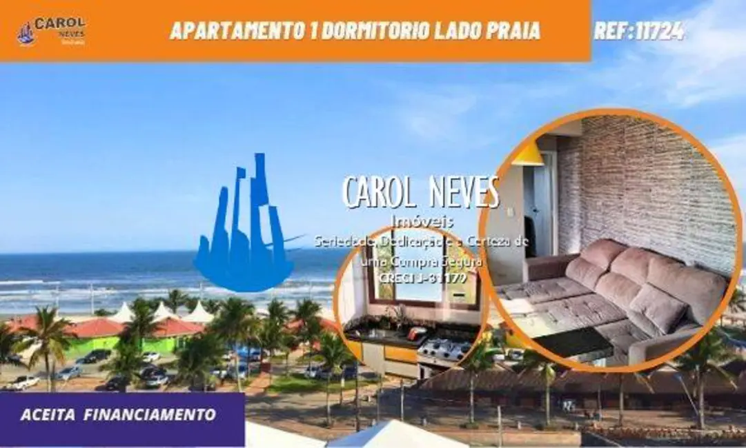 Foto 1 de Apartamento com 1 quarto à venda, 43m2 em Mongagua - SP
