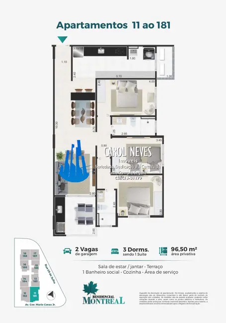 Foto 3 de Apartamento com 3 quartos à venda, 97m2 em Mongagua - SP