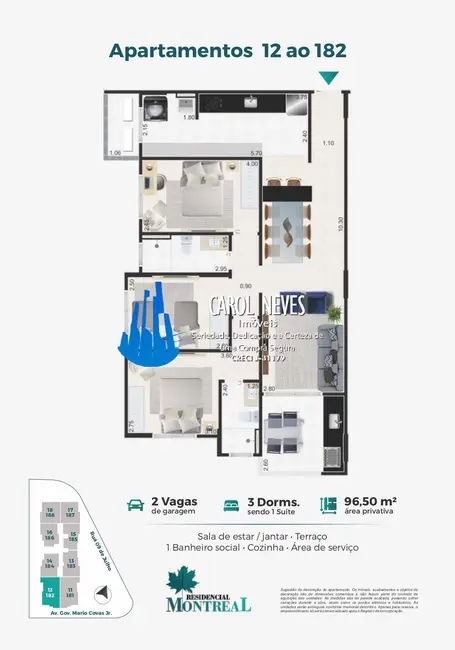Foto 4 de Apartamento com 3 quartos à venda, 97m2 em Mongagua - SP