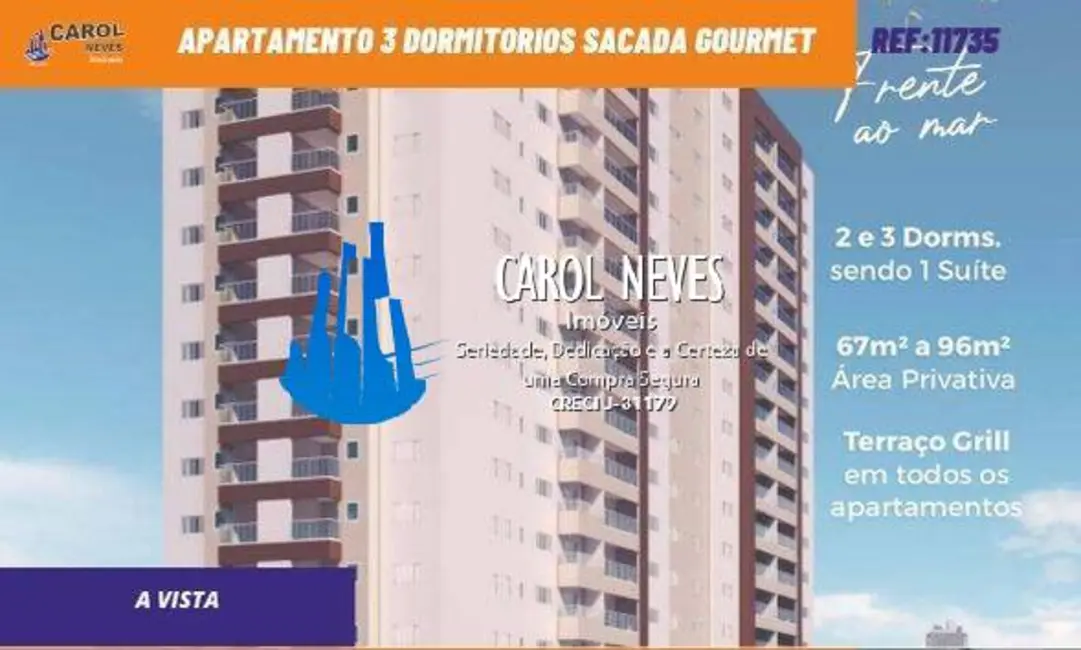 Foto 1 de Apartamento com 3 quartos à venda, 97m2 em Mongagua - SP