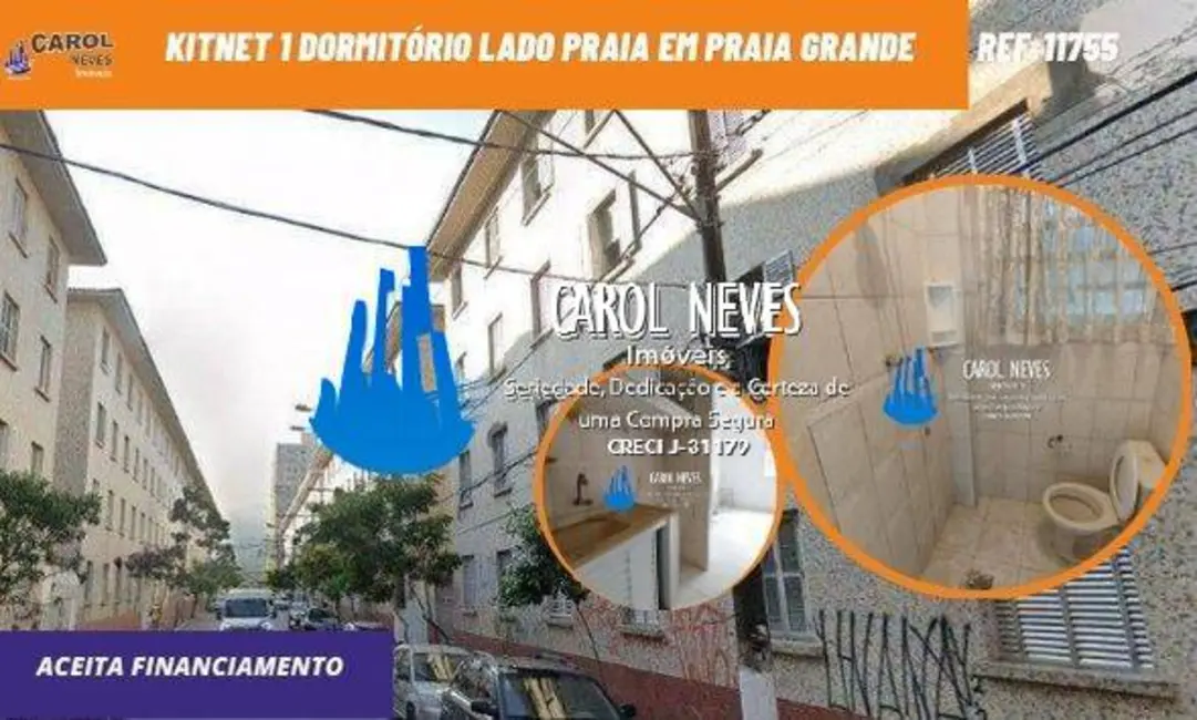 Foto 1 de Kitnet com 1 quarto à venda, 24m2 em Ocian, Praia Grande - SP