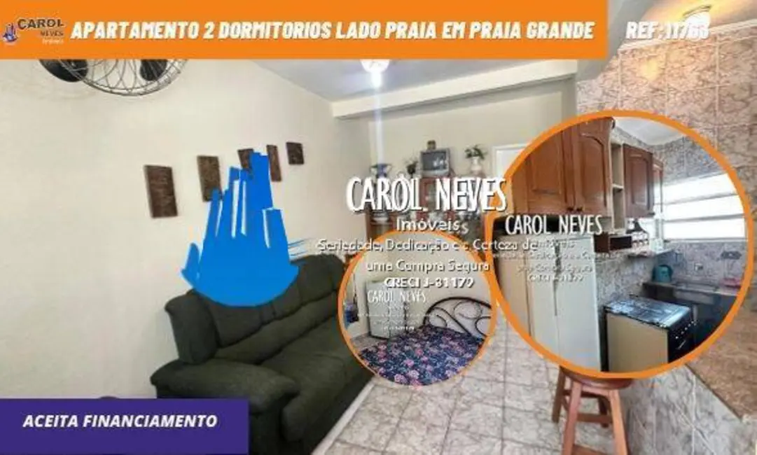 Foto 1 de Apartamento com 2 quartos à venda, 60m2 em Guilhermina, Praia Grande - SP