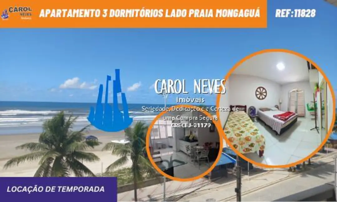 Foto 1 de Apartamento com 3 quartos à venda e para alugar, 107m2 em Mongagua - SP