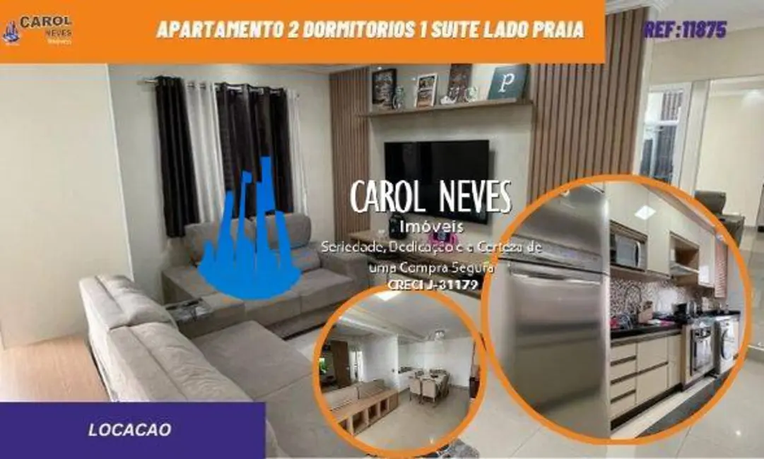 Foto 1 de Apartamento com 2 quartos para alugar, 73m2 em Ocian, Praia Grande - SP