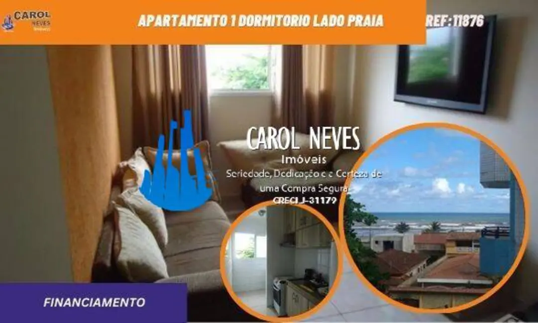 Foto 1 de Apartamento com 1 quarto à venda, 42m2 em Mongagua - SP