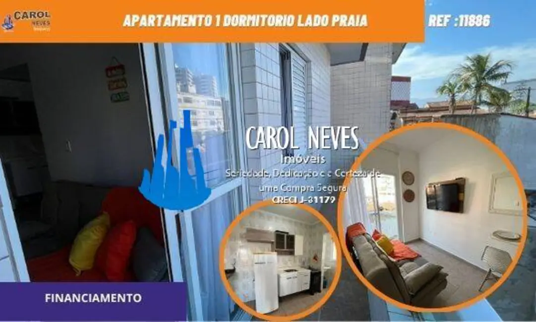 Foto 1 de Apartamento com 1 quarto à venda, 65m2 em Mirim, Praia Grande - SP