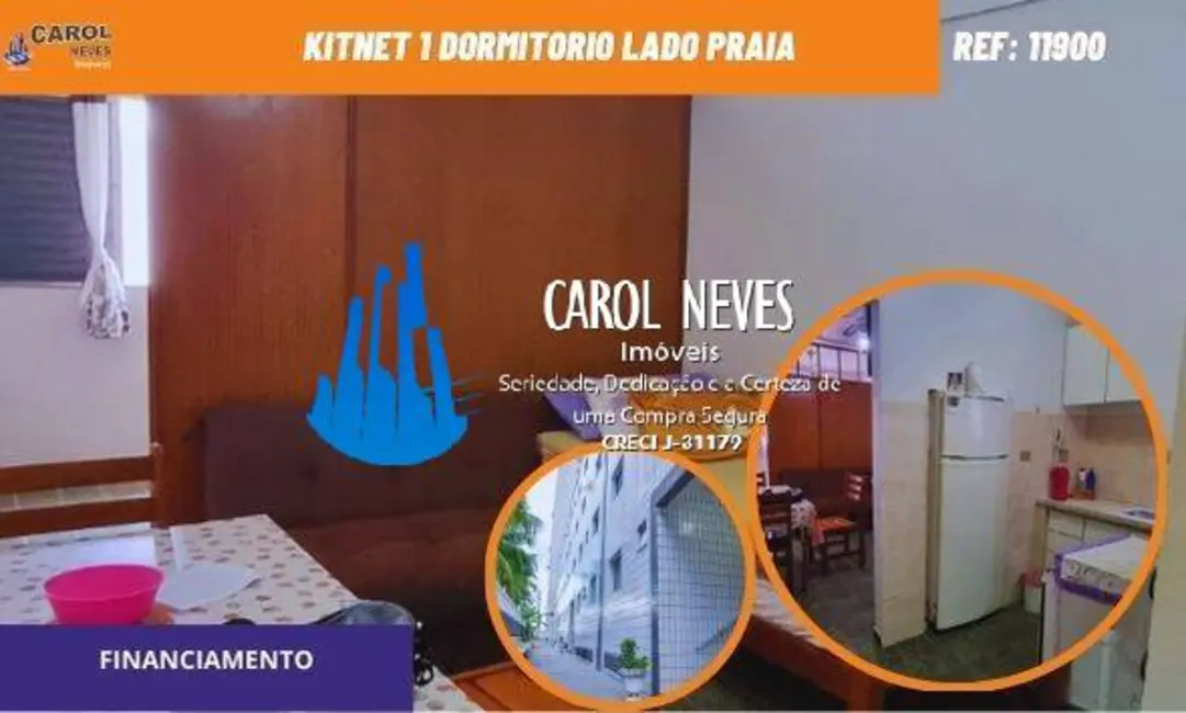 Foto 1 de Kitnet com 1 quarto à venda, 32m2 em Mirim, Praia Grande - SP