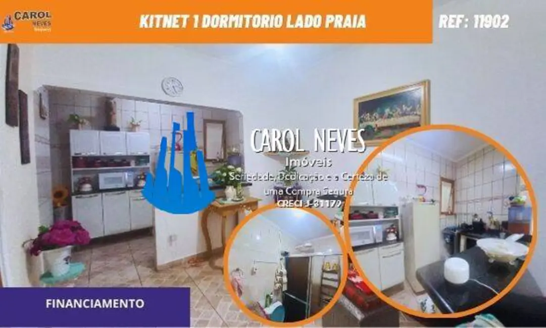 Foto 1 de Kitnet com 1 quarto à venda, 32m2 em Mirim, Praia Grande - SP