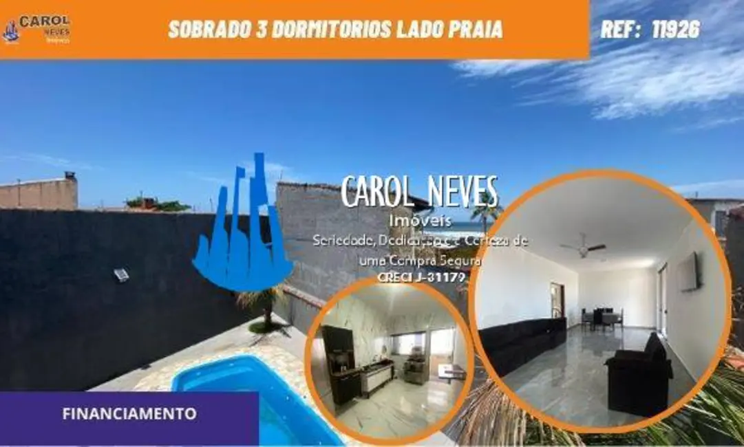 Foto 1 de Sobrado com 3 quartos à venda, 200m2 em Mongagua - SP