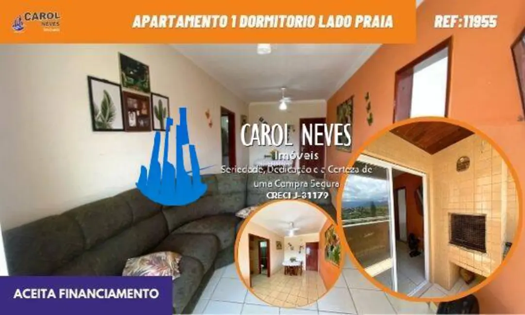 Foto 1 de Apartamento com 1 quarto à venda, 45m2 em Mongagua - SP