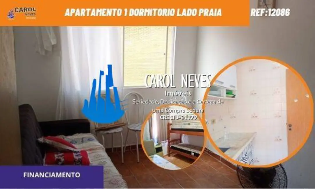 Foto 1 de Apartamento com 1 quarto à venda em Mongagua - SP