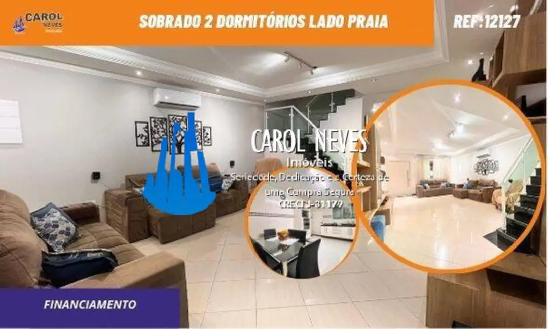 Foto 1 de Sobrado com 2 quartos à venda, 133m2 em Maracanã, Praia Grande - SP