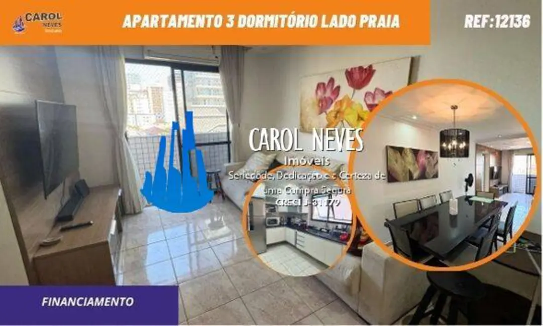 Foto 1 de Apartamento com 3 quartos à venda, 110m2 em Guilhermina, Praia Grande - SP