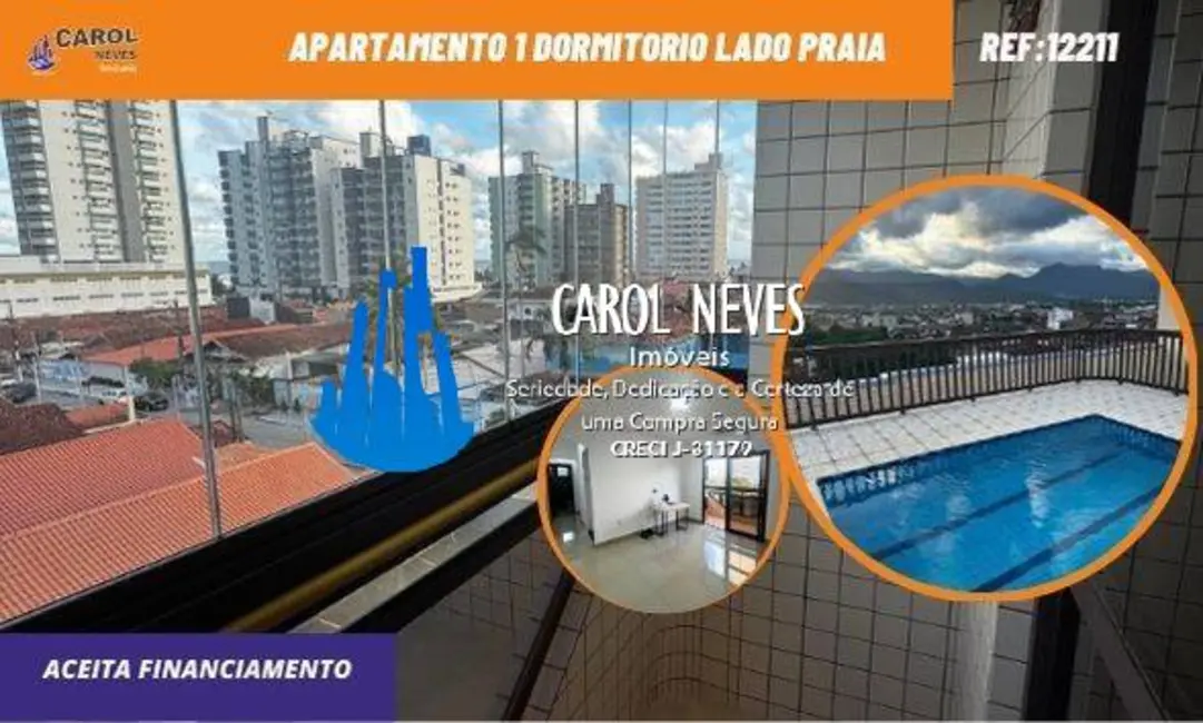 Foto 1 de Apartamento com 1 quarto à venda, 46m2 em Maracanã, Praia Grande - SP