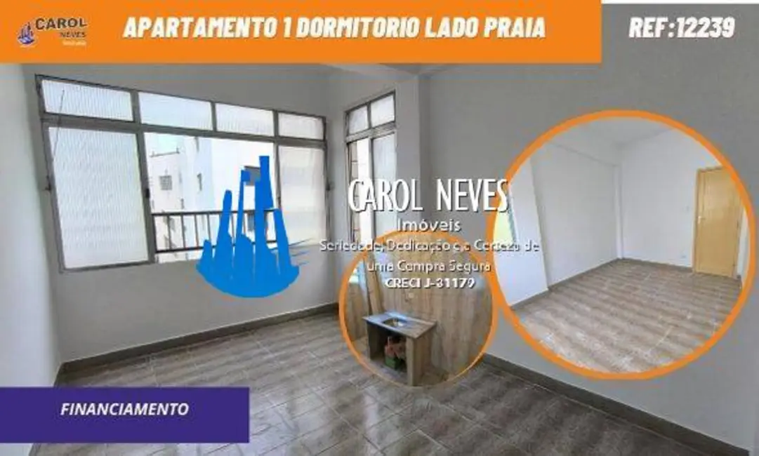 Foto 1 de Apartamento com 1 quarto à venda, 36m2 em Centro, Sao Vicente - SP