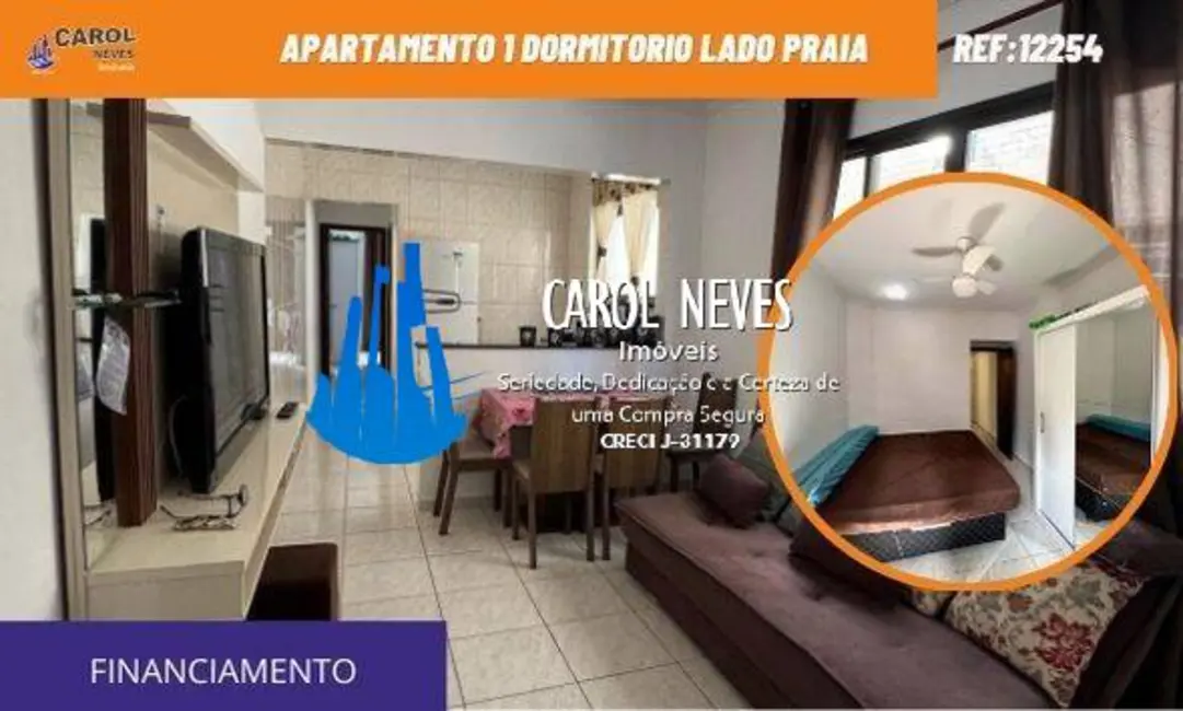 Foto 1 de Apartamento com 1 quarto à venda, 68m2 em Boqueirão, Praia Grande - SP