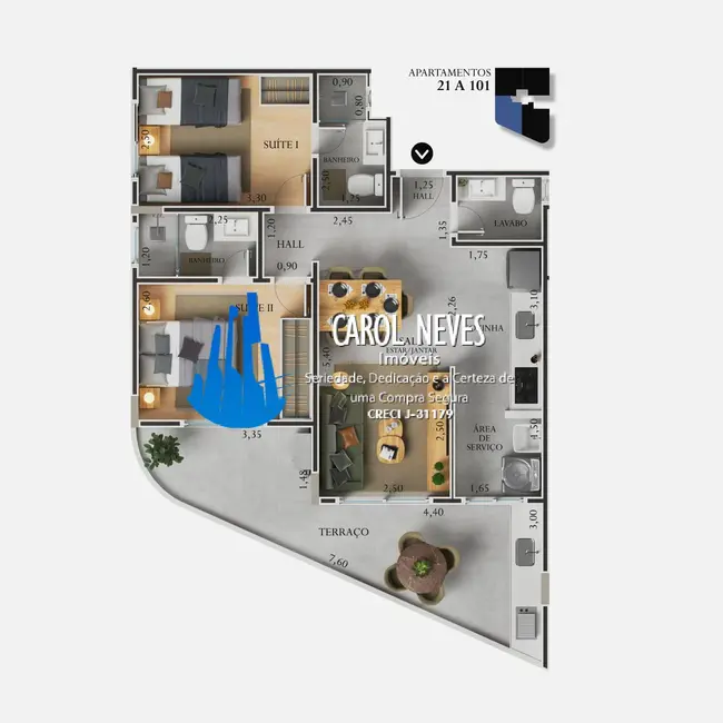 Foto 8 de Apartamento com 2 quartos à venda, 63m2 em Itanhaem - SP