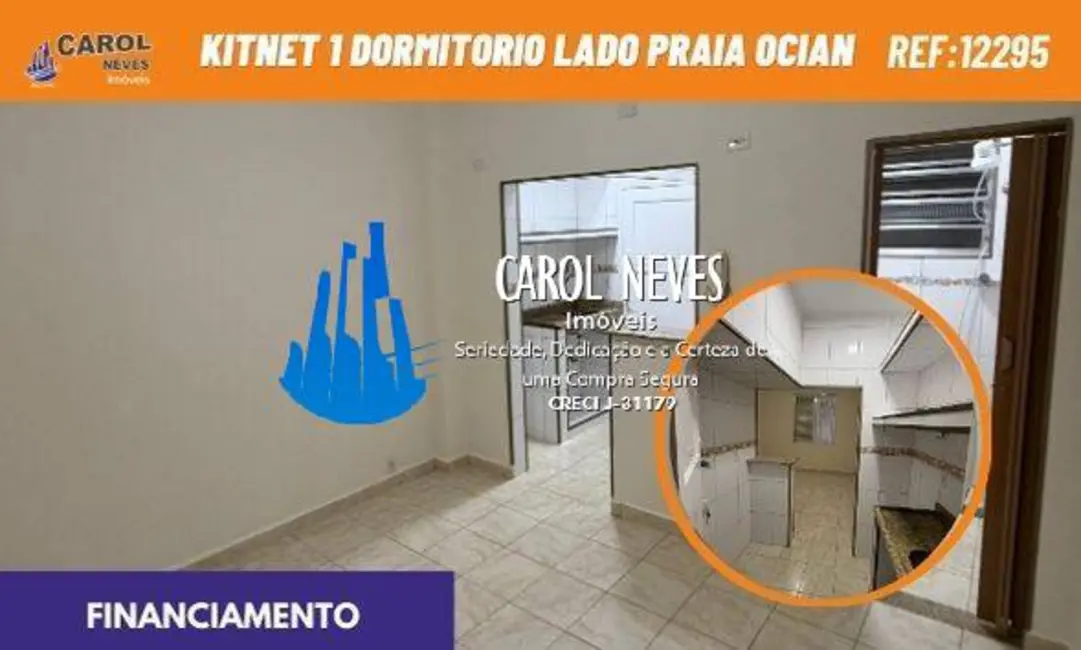 Foto 1 de Apartamento com 1 quarto à venda, 20m2 em Ocian, Praia Grande - SP