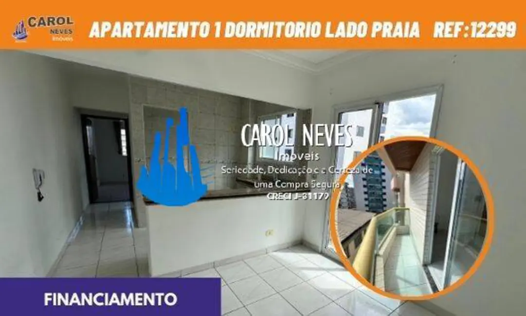 Foto 1 de Apartamento com 1 quarto à venda, 40m2 em Tupi, Praia Grande - SP