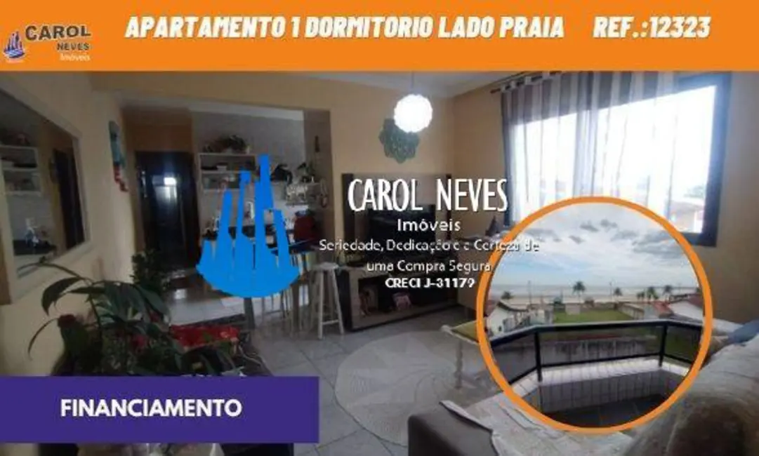 Foto 1 de Apartamento com 1 quarto à venda em Mongagua - SP