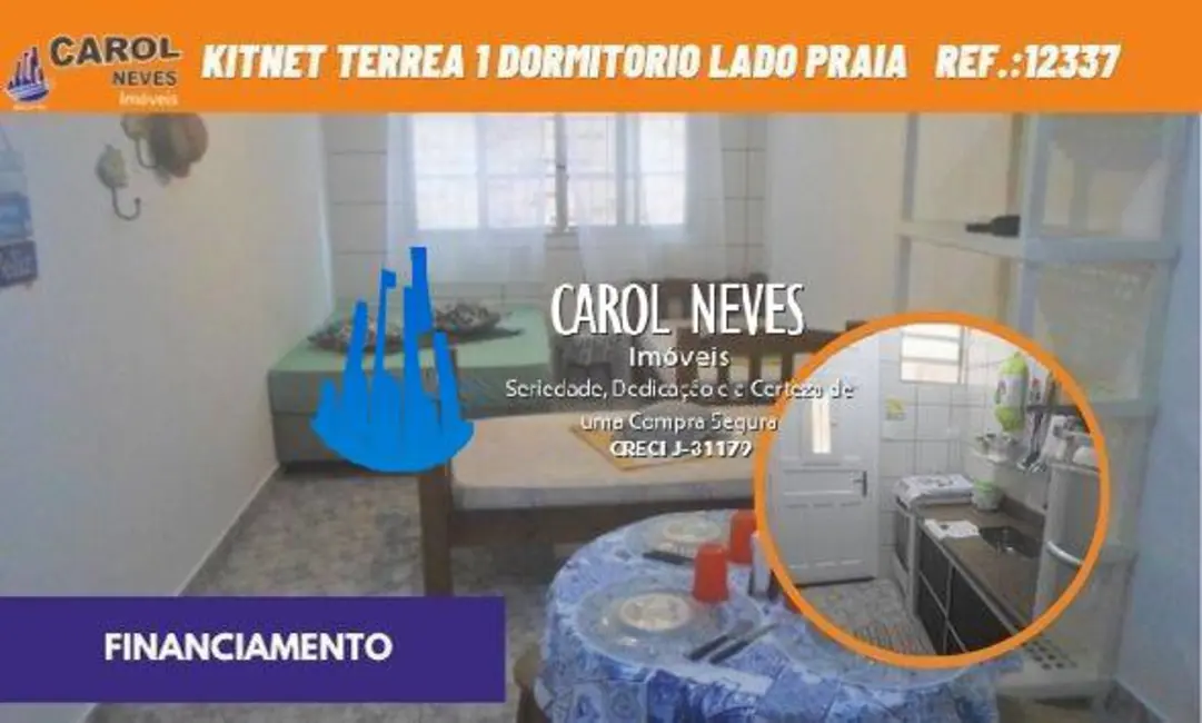 Foto 1 de Kitnet com 1 quarto à venda, 32m2 em Real, Praia Grande - SP