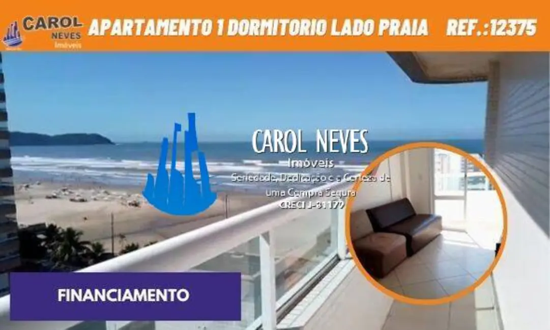 Foto 1 de Apartamento com 1 quarto à venda, 63m2 em Aviação, Praia Grande - SP