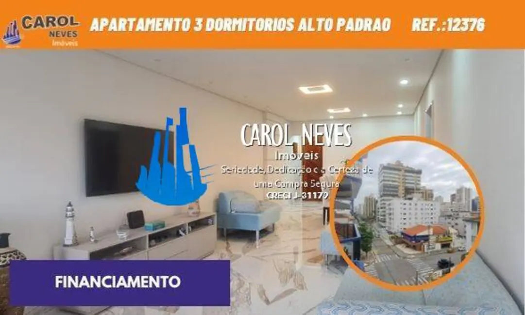Foto 1 de Apartamento com 3 quartos à venda, 153m2 em Guilhermina, Praia Grande - SP