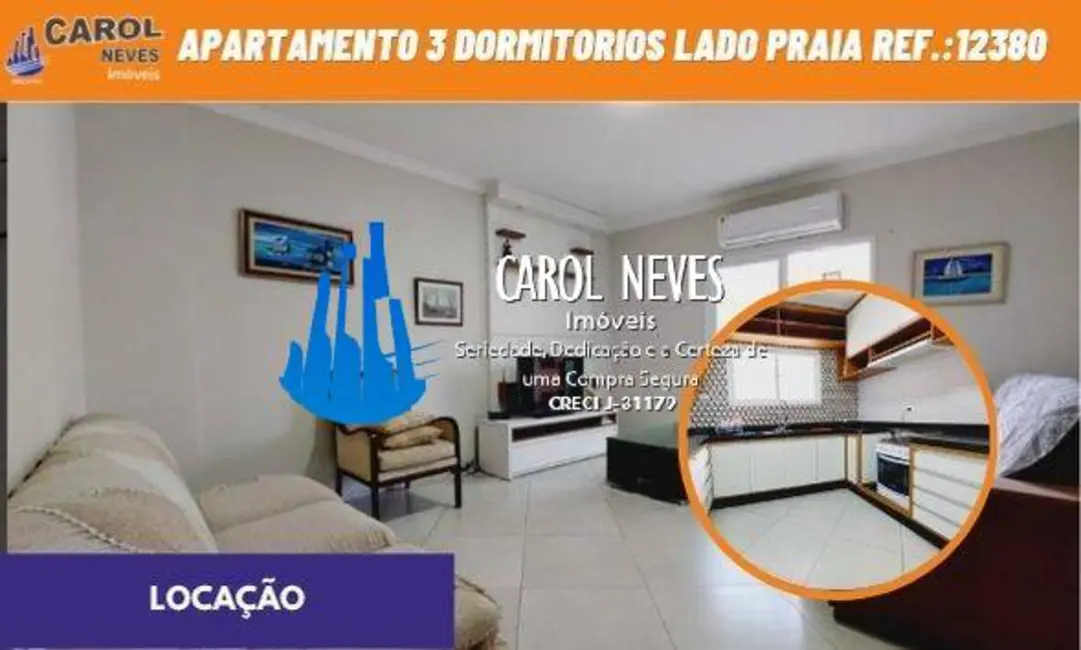 Foto 1 de Apartamento com 3 quartos para alugar, 140m2 em Tupi, Praia Grande - SP