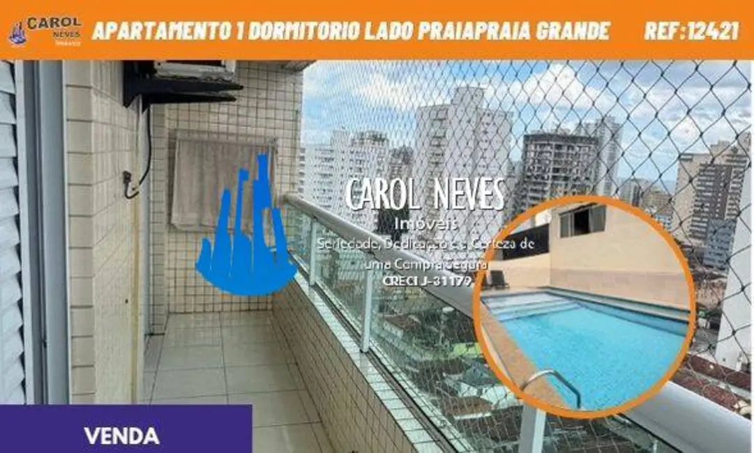Foto 1 de Apartamento com 1 quarto à venda, 50m2 em Aviação, Praia Grande - SP