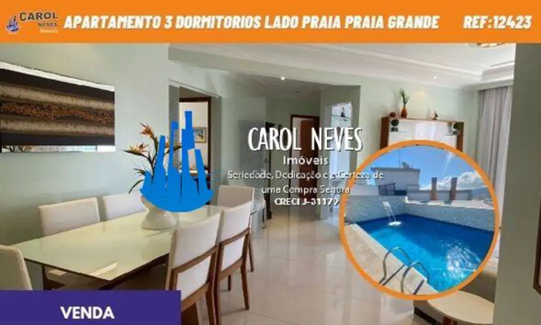 Foto 1 de Apartamento com 3 quartos à venda, 120m2 em Caiçara, Praia Grande - SP