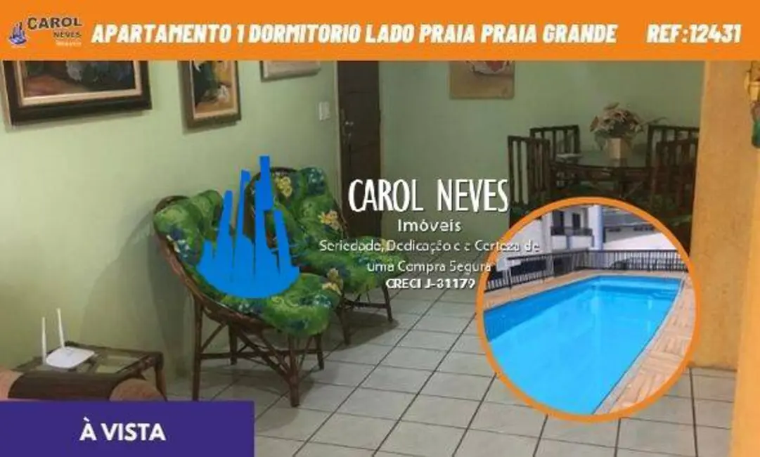 Foto 1 de Apartamento com 1 quarto à venda, 53m2 em Caiçara, Praia Grande - SP