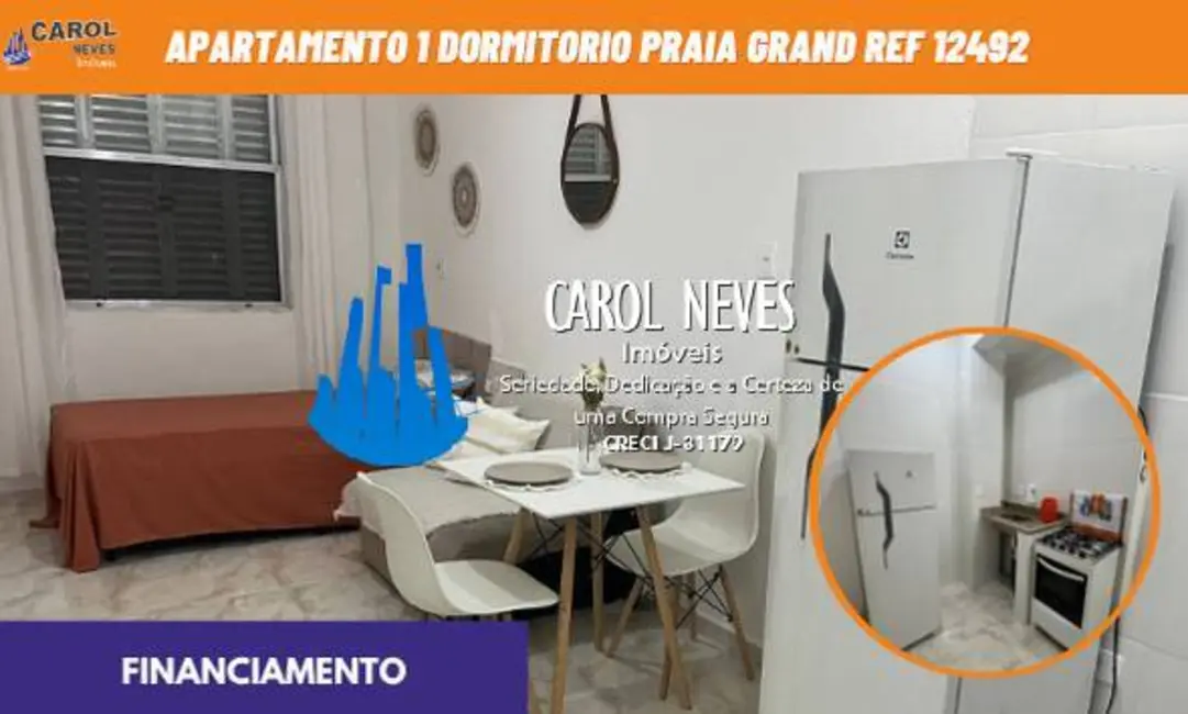 Foto 1 de Apartamento com 1 quarto à venda, 25m2 em Aviação, Praia Grande - SP