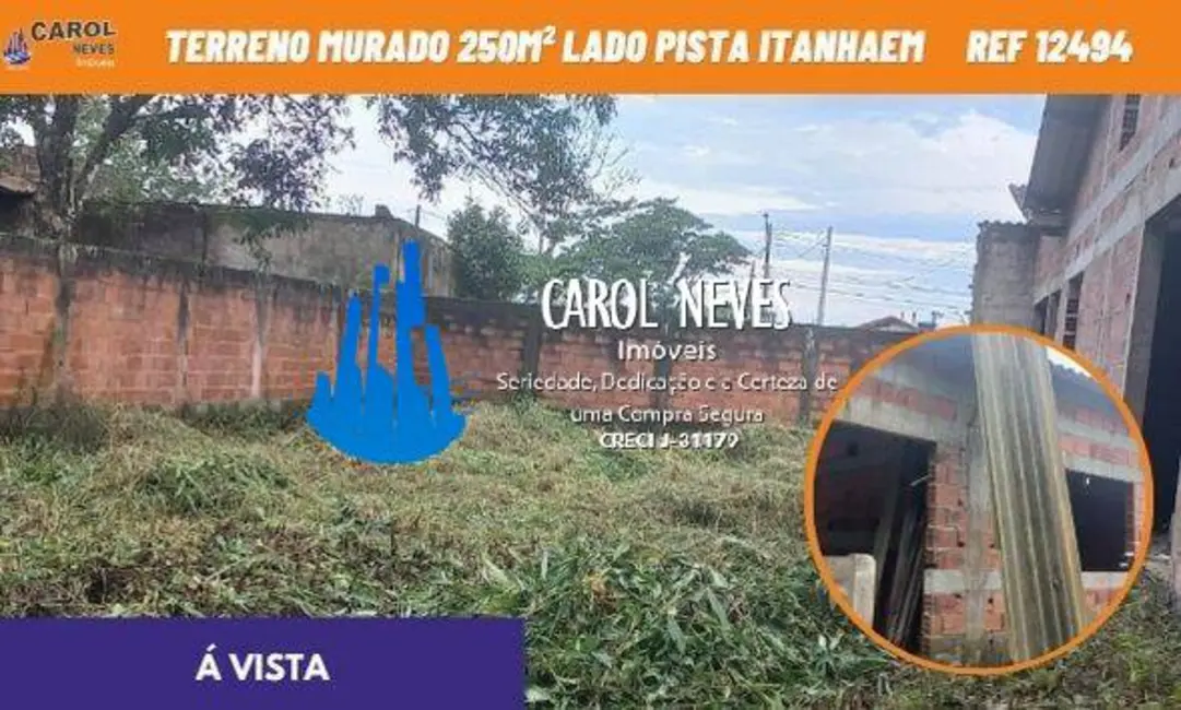 Foto 1 de Terreno / Lote à venda, 250m2 em Itanhaem - SP
