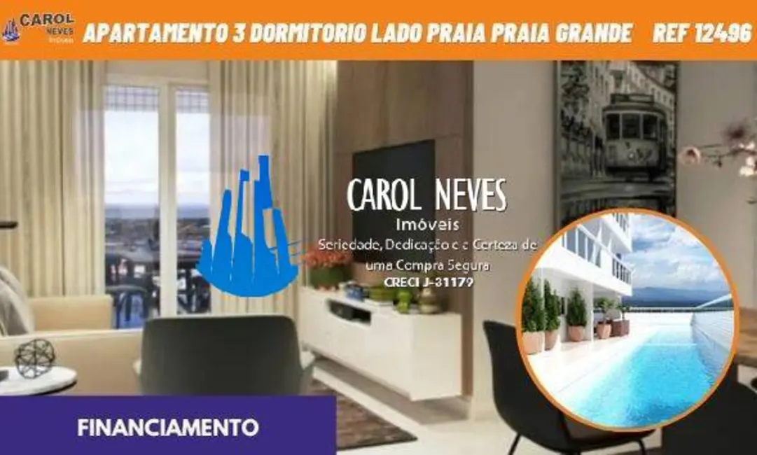 Foto 1 de Apartamento com 3 quartos à venda, 92m2 em Aviação, Praia Grande - SP