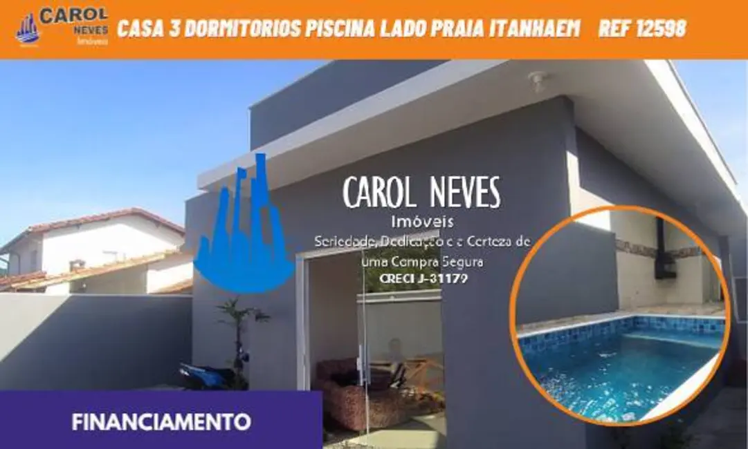 Foto 1 de Casa com 3 quartos à venda, 99m2 em Itanhaem - SP