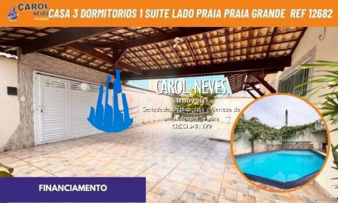 Casa com 3 quartos à venda, 180m2 em Caiçara, Praia Grande - SP - imagem 1 Foto 1 de Casa com 3 quartos à venda, 180m2 em Caiçara, Praia Grande - SP