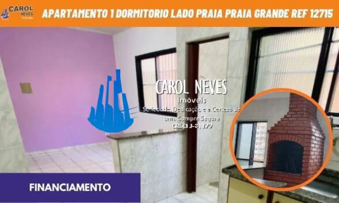 Foto 1 de Apartamento com 1 quarto à venda, 45m2 em Aviação, Praia Grande - SP